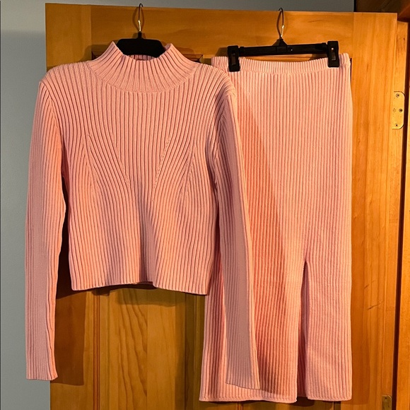Pink Ribbed Skirt Set - Picture 1 of 4